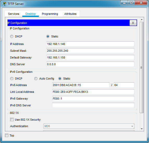 TFTP Server IP Configuration